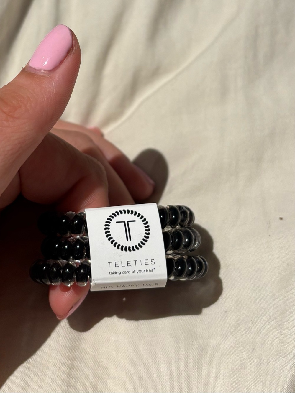 TELETIES Small Black Spiral Hair Ties - Set of 3